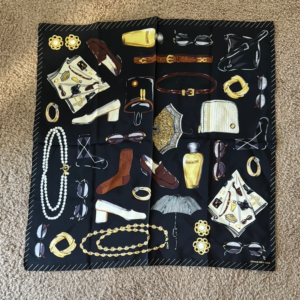 Jones New York Black and Gold Sunglasses Print Scarf